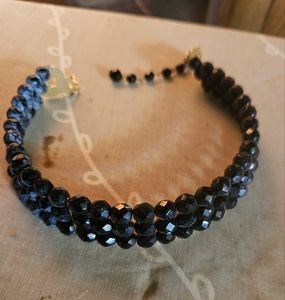 Ladies Black Faux Stone Choker Collar